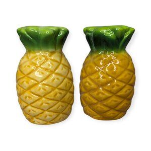 Pineapple Ceramic Salt and Pepper Shakers 3" Tall